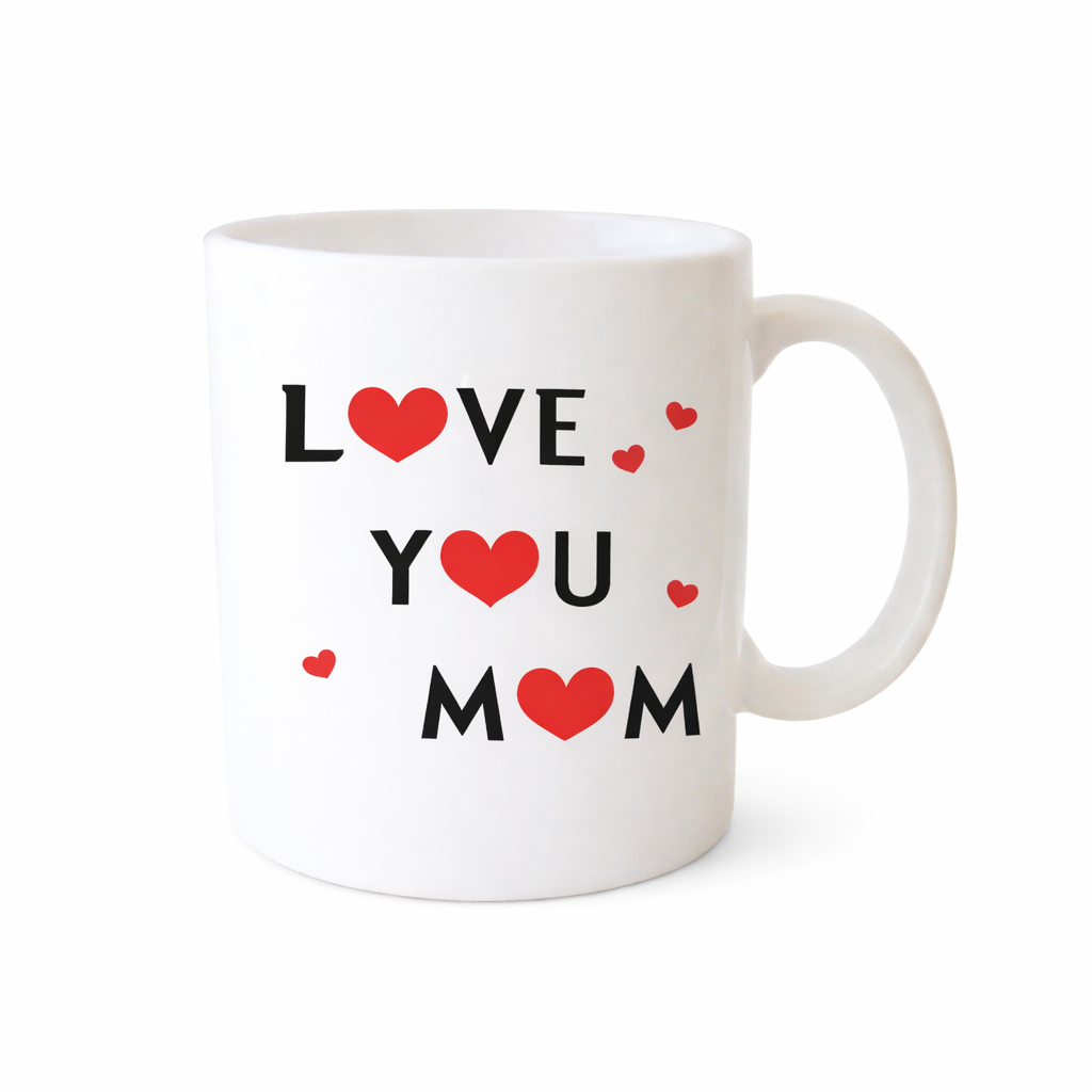 Κούπα “Love You Mom” με Καρδιές