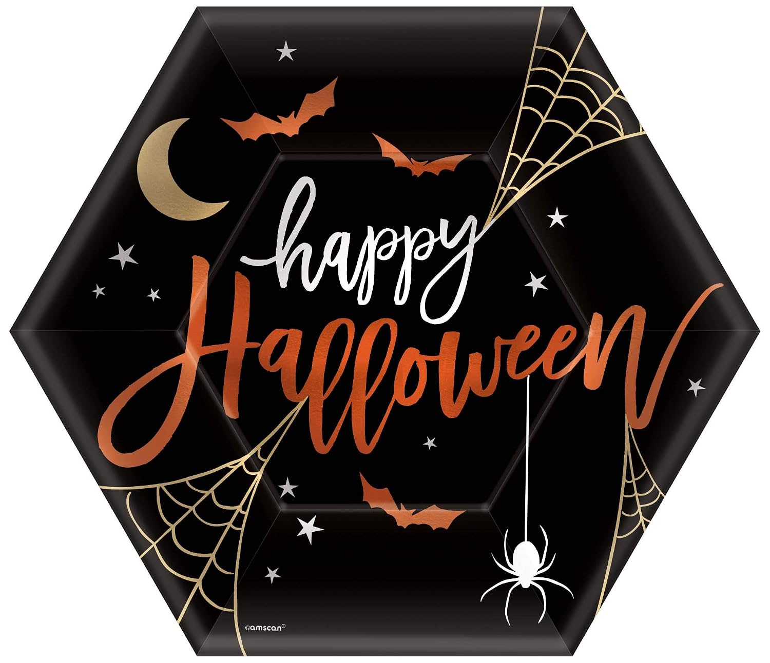Εξάγωνα Χάρτινα Πιάτα Happy Halloween/8τμχ